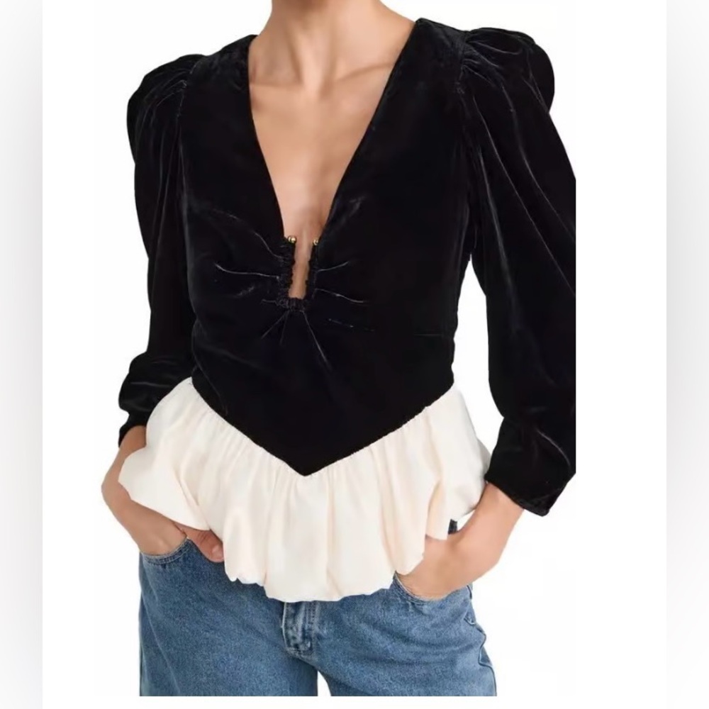New - Rhode Velvet Peplum Top